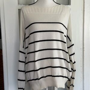 Lucky Brand White and Black Striped Sweater